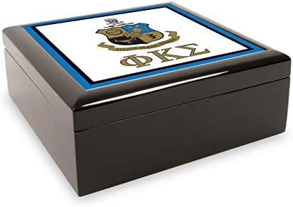 GreekLife.store Phi Kappa Sigma אחווה קופסאות מזכרת קופסאות עץ קופסאות דקורטיביות עם מכסים לתיבת אוצר זיכרון עיצוב הבית לתמונות, אותיות,