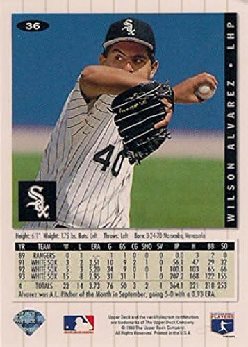 1994 בחירת אספן 36 וילסון אלווארז NM-MT White Sox