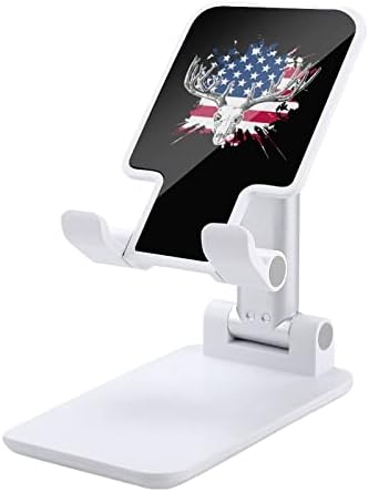 ציד צבאים ארהב דגל אמריקאי דגל טלפון סלולרי מתקפל עמדת עריסה מתכווננת מחזיק טלפון מעגן שולחן עבודה מתאים לכל 4-13 סמארטפונים בגודל אחד