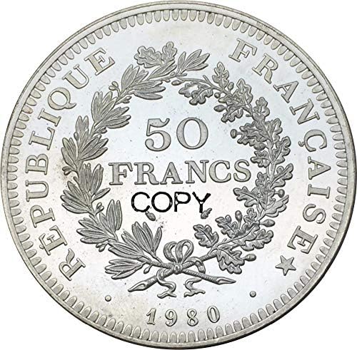 1980 צרפת 50 פרנק הרקולס מטבעות עותק מכסף מצופה פליז