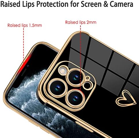 גוקאלונג תואם אייפון 11 פרו מקס מקסימום עיצוב לב ציפוי כיסוי שחור הגנה אטום הלם אנטי -סקרט רך TPU טעינה אלחוטית טעינה רזה לאייפון 11 Pro