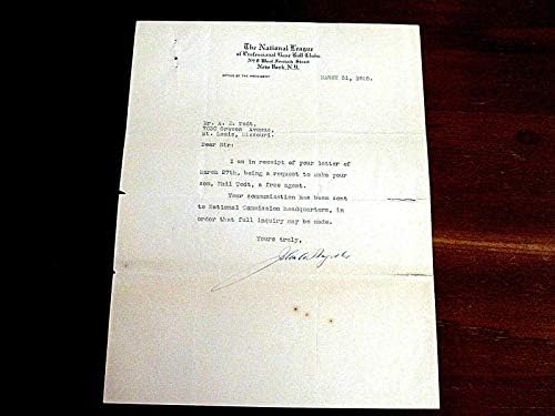ג'ון א. הידרל NL בייסבול נשיא חתום וינטג 'מרץ 1920 מכתב JSA LOA - כדורי חתימה
