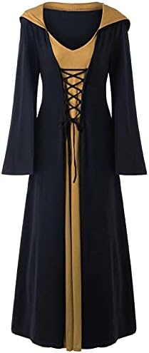 שמלות וינטג 'של Pzhhzpingg לנשים בתוספת גודל ברדס עם שרוול ארוך שרוול ארוך שמלת רנסנס שמלת רנסנס מזדמנת