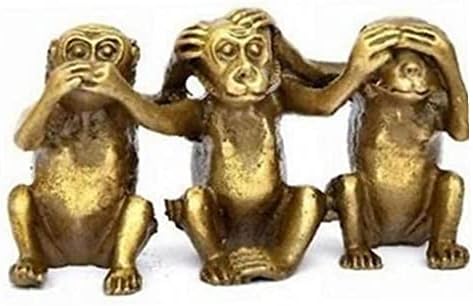 פסלי נחושת מיניאטוריים זעירים שלושה קופים חכמים קישוט קישוט שמע תראה לא מרושע 3 קוף מלאכות משרד שולחן עבודה שולחן עבודה סגנון אקראי