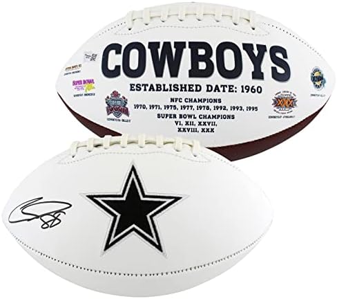 Cowboys Ceedee Lamb חתום לוגו לוח לבן קנאים כדורגל - כדורגל חתימה