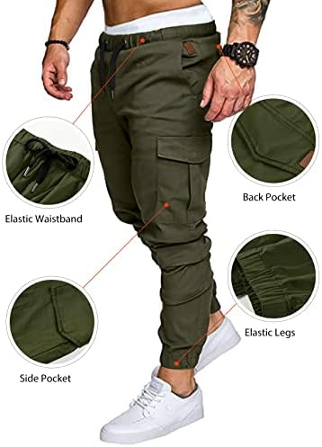 מכנסי מטען אופנה של JMierr - מכנסי מטען כותנה מחודדת מזדמנים ריצוף ריצות ספורטיבי מכנסי טרנינג עם 6 כיסים