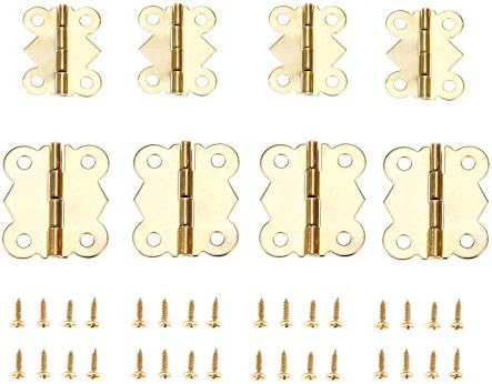 ציר חומרה ציר 10 יחידות ארון זהב מתכת זהב צירי דלת דקורטיביים 4 חורים וינטג 'תכשיטי פרפר קופסאות עץ ריהוט ריהוט עם ברגים