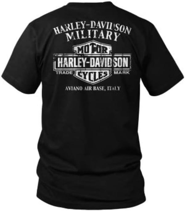 הארלי דוידסון צבאי-גברים של שחור גרפי חולצה-אביאנו אוויר בסיס / מתכתי