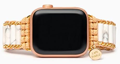 צמיד שעון תפוחים בעבודת יד של קייפ דיאבלו מיוצר בעבודת יד לנשים - להקת קריסטל Apple Watch - צמיד שעון חכם חרוזים לדגמי אפל 4, 5, 6, 7,