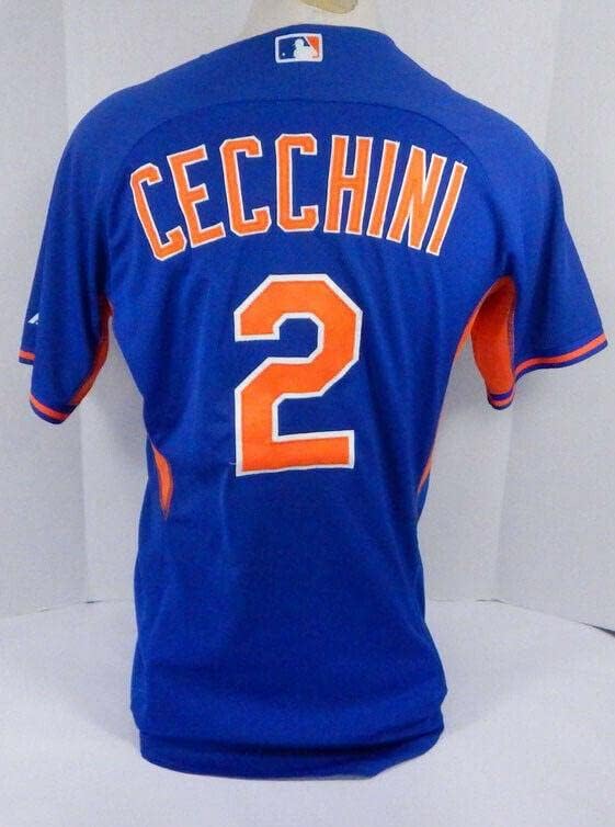 2019 New York Mets Gavin Cecchini 2 משחק הונפק קופה משומשת ג'רזי Blue BP 125 - משחק משומש גופיות MLB