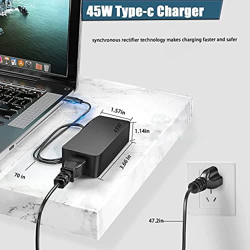 מטען מחשב נייד USB-C 45W עבור Chromebook HP Dell Acer Asus Lenovo Samsung נייד מחשב נייד USB-C מתאם כוח כבל מכשיר יותר סוג C טעינה מהירה