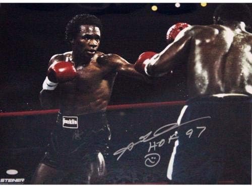 סוכר ריי לאונרד קרב נגד קווין האוורד חתם על 16x20 צילום w/hof insc - תמונות אגרוף עם חתימה