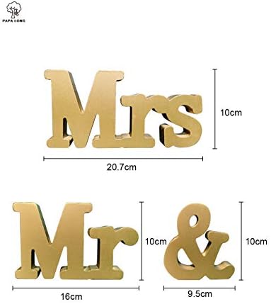 עץ זהב ארוך של פאפא מר וגברת שלטים לקישוט החתונה-וודן מר וגברת שלט מכתבים לקישוט מסיבות יום השנה