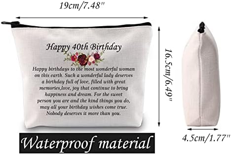 JNIAP 40 יום הולדת קוסמטיק תיק קוסמטי 40 מתנות ליום הולדת 40 לנשים כיס איפור בן 40 בן 40 מתנת יום הולדת בת 40
