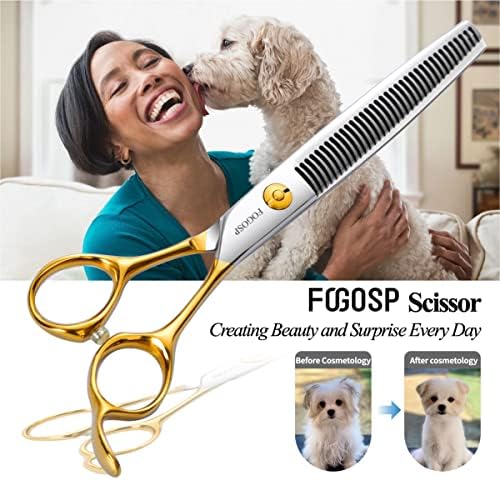 מספריים מטפחים כלבים מקצועיים של FOGOSP 7 7.5 במספריים מטפחים מעוקלים מגזרים דלילים לטיפוח מטפחת כלבים ישר מטפחת מטפחים לחתנים