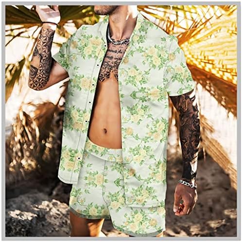 WJCCY דפוס מזדמן הדפסים מזדמנים חולצת גברים חליפת שרוול קצר חוף חוף מזדמן
