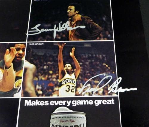 1978-79 אלופי NBA Seattle Supersonics חתימה על חתימה של 17x22 Poster עם 9 חתימות בסך הכל כולל פרד בראון ולני וילקנס MCS Holo 51045 -
