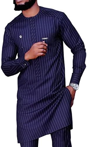 בגדים אפריקאים לגברים שרוול ארוך דשיקי תלבושות חולצה מפוסמת ומכנסיים המוגדרים לפגישות עסקיות לחתונה למסיבות