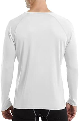 חולצות שרוול ארוך של Hiskykywin לגברים קלות UPF 50+ הגנה על שמש SPF חולצות טריקו חיצוניות טיולים דיג טיולים טיולים