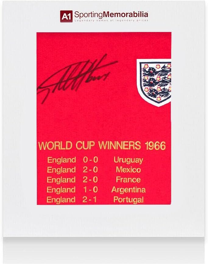 סר ג'וף הרסט חתום על חולצת אנגליה 1966 - מהדורה מיוחדת - קופסת מתנה - גופיות כדורגל עם חתימה