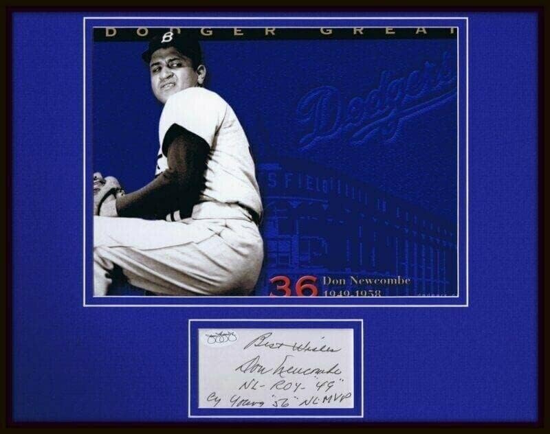 Don Newcombe חתום מסגר 11x14 תצוגת צילום JSA Dodgers - תמונות MLB עם חתימה