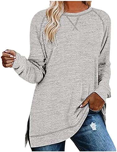 צמרות נשים לנשים לאביב 2023 סוודר בצבע אחיד חוצה צוואר רופף עגול עליון חולצה תרמית שרוול ארוך