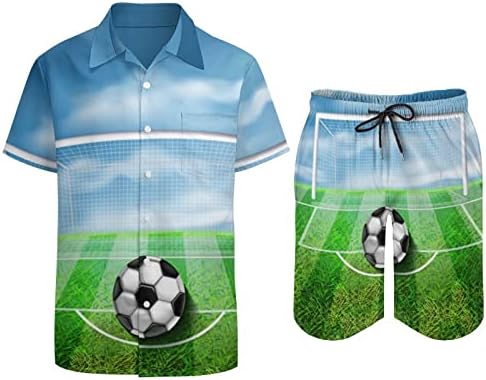 כדורגל כדורגל שדה שדה גברים 2 חלקים הוואי סט מכפתור חולצות שרוול קצר מכנסי חוף מכנסיים כשירים