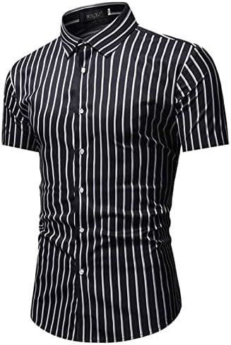 חולצות וינטג 'xxbr לגברים שרוול קצר פסים חולצה הוואי כפתור קיץ למטה חולצת טי נינוחה צמרות חוף מזדמנים