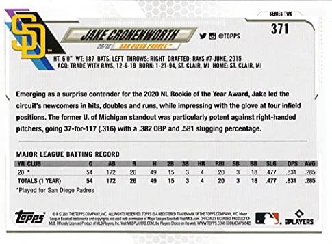 2021 טופס בייסבול 371 כרטיס טירון של ג'ייק קרוננוורת '