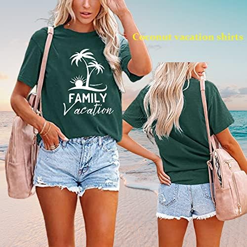 חולצת חוף חופשה משפחתית נשים קיץ עץ קוקוס זריחה חולצות טריקו חולצות נופש הוואי