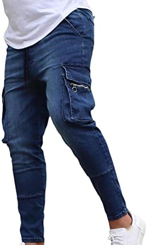 Maiyifu-gj's Slim Fit Multi Pockets Jeans Skinny Stre