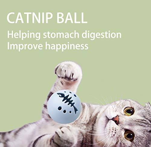 IKJUH 3 כדורי חתול צעצוע עם פונקציה שונה כדור Catnip, כדור אור פלאש, כדור פעמון צבע ורוד צעצוע לבן כחול לחתולים חבילה של 3 - סוללה כלולה