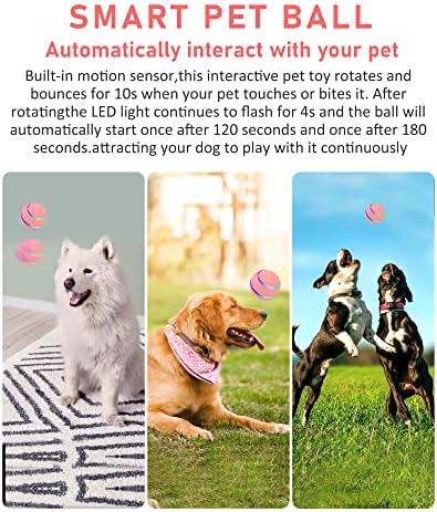 Fadaoos שדרג כדור כלבים חכם, כדור גלגול פעיל לכלבים, צעצועי כלבים לשעמום ומעוררים צעצועים לכלבים אינטראקטיביים עם שלט רחוק ואור הבזק LED,
