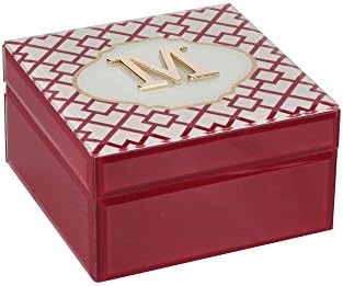 אמריקאי אטלייה מונוגרמה גיאומטרי מכתב מ ' קופסא תכשיטים, אדום