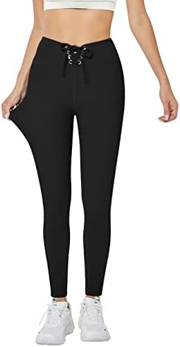 קוג'וין נשים חותלות מותניים גבוהות עם כיסים או משיכה, מעלית קת רמת צלעות חלקה של מכנסי יוגה יוגה