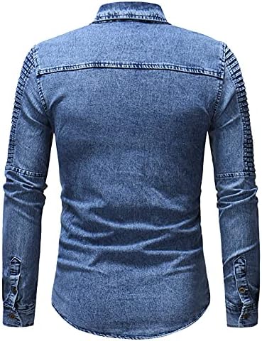 ג'ינס של Beuu Ginight משקל קל חולצות לגברים, 2021 אופנה נפילת רטרו כפתור הצמד למטה חולצות עבודה מזדמנים עם כיסים