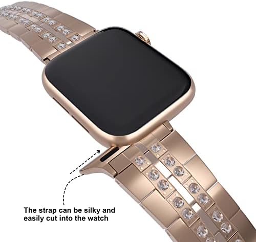 אזור מגניב Bling Bling Slim Slim Watch Watch ו- Bling Rhinestone Watch Band Chain תואם להקת שעון Apple 38/40/41 ממ
