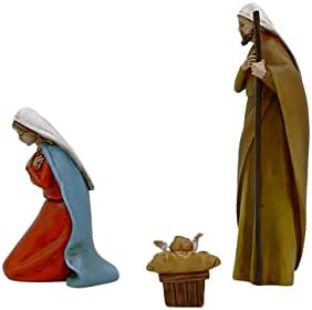שעה נוחה 5 סט של פולירסין סט יציב של 3 חלקים משפחה קדושה עם קישוט פסלונין ישו לתינוק לחג המולד, הקודש והילידות, אוסף רב -צבעוני, אמונה