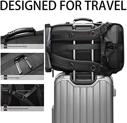 תרמיל נסיעות של GFUERUFQ, תיק מזוודות להמרה, תרמיל נסיעות עם יציאת טעינה USB ותיק מזוודות להמרה, המתאים לתרמיל מחשב נייד בגודל 17 אינץ