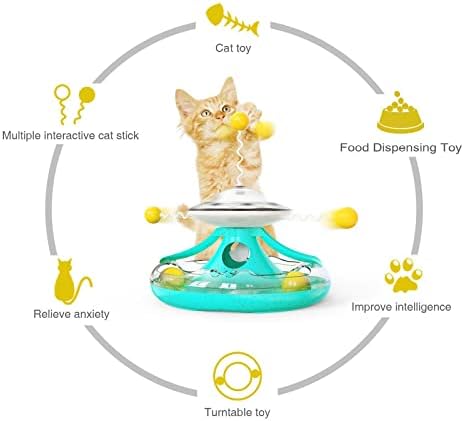 CDIPESP 3 ב 1 כדורי צעצועים לחתול אינטראקטיביים חתול קושט ספינר טפח צעצועים טחנת רוח חתול מזון צעצועים לחתול מזין איטי מזין יבש מזון חתול