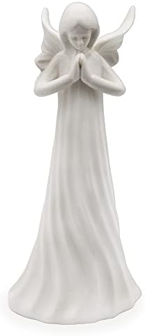 Auldhome קרמיקה מתפללת פסלון מלאך; פסל מלאך השומר העומד בגודל 9 אינץ '