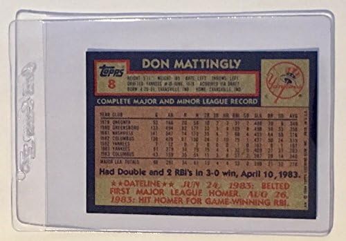 1984 טופס בייסבול 8 דון מאטינגלי טירון כרטיס