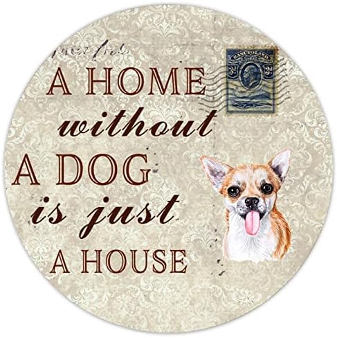 ברוך הבא בית ללא כלב הוא רק בית צ'יוואווה לוחות מתכת עתיקים 8x8in, ימי כלב שלט דלת קיר וינטג