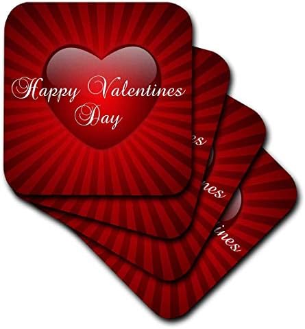 3DROSE CST_164639_2 לב אדום Heart Happy Valentines יום רך יום, סט של 8