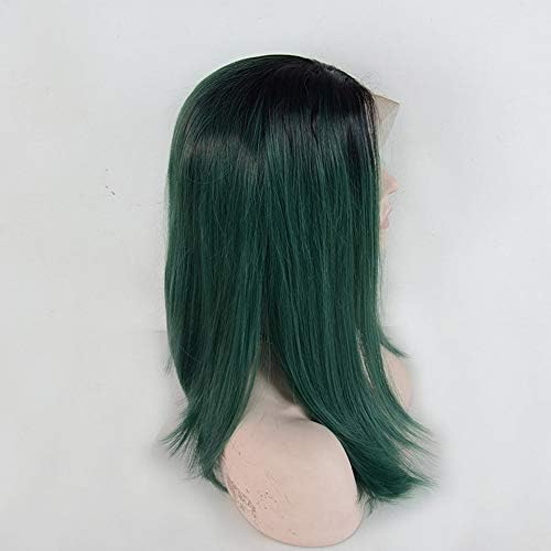 ייטוז כהה ירוק שחור כימי סיבי מול תחרה בוב כיסויי ראש גבוהה טמפרטורת חוט יכול להיות צבוע שיער וילון