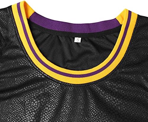 גופיית הכדורסל של Ihutto Mens 24: חולצות רקמה גופיות כדורסל חולצה לאוהדים שחור